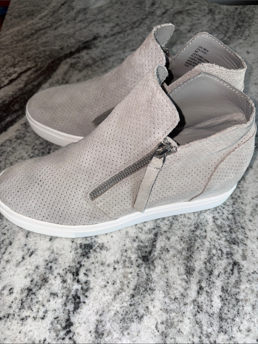 Steve Madden Perforated Zip-Accent Ankle Sneakers - Light Gray - Picture 1 of 7